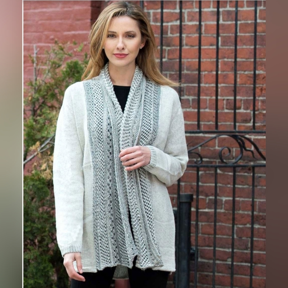 Peruvian Link Alpaca Collection Crochet Alpaca CardiganGray Size L